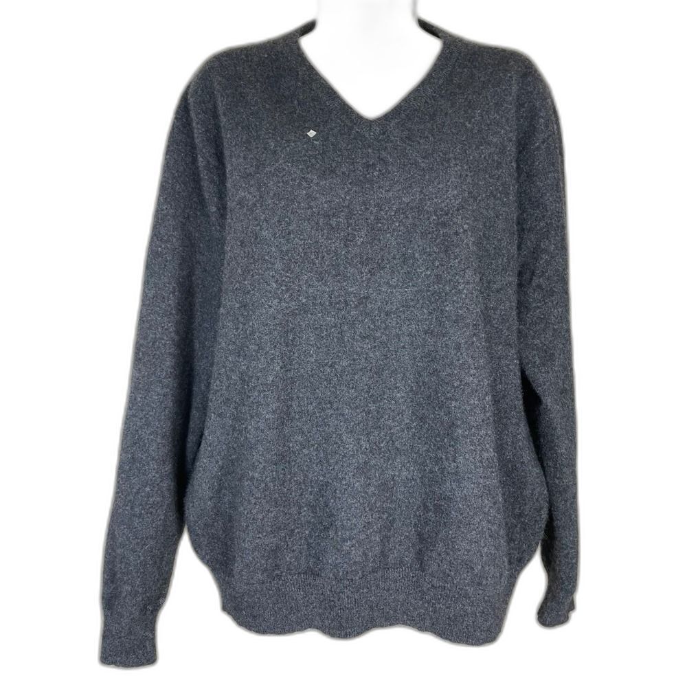 100% Cashmere Club Room Sweater Men XL Gray 2-Ply V-Neck Soft Luxury Knit